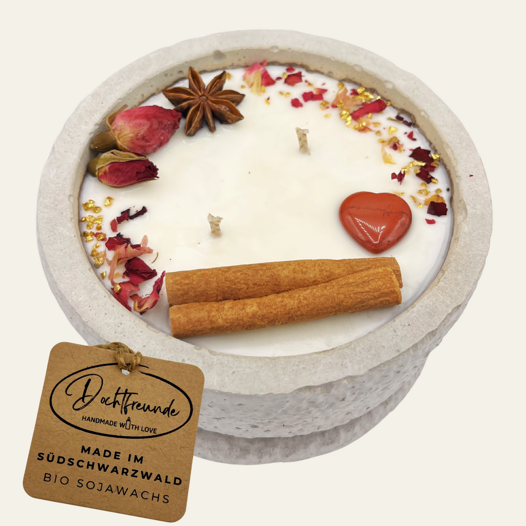 Betonkerze Betongrau "Grey Hearts" - Garten-On.de