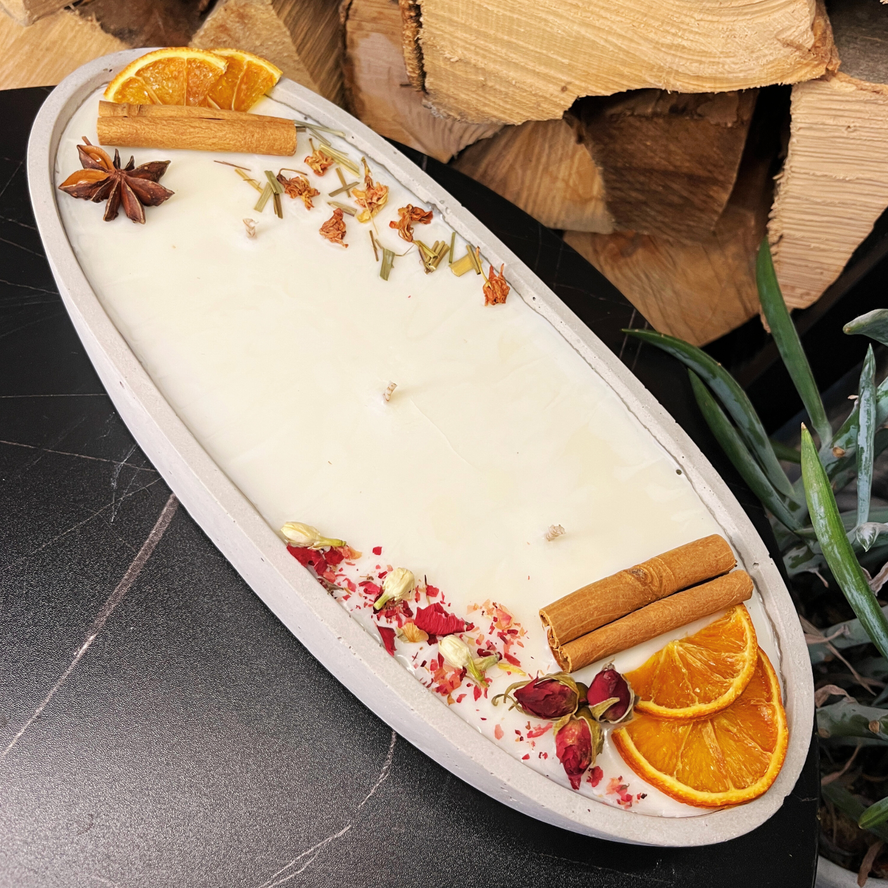 Handgemachte Betonduftkerze "Grey-Ship" Bio Sojawachs mit Vanilla Toffee Duft. Beton Deko Interior Design - Garten-On.de
