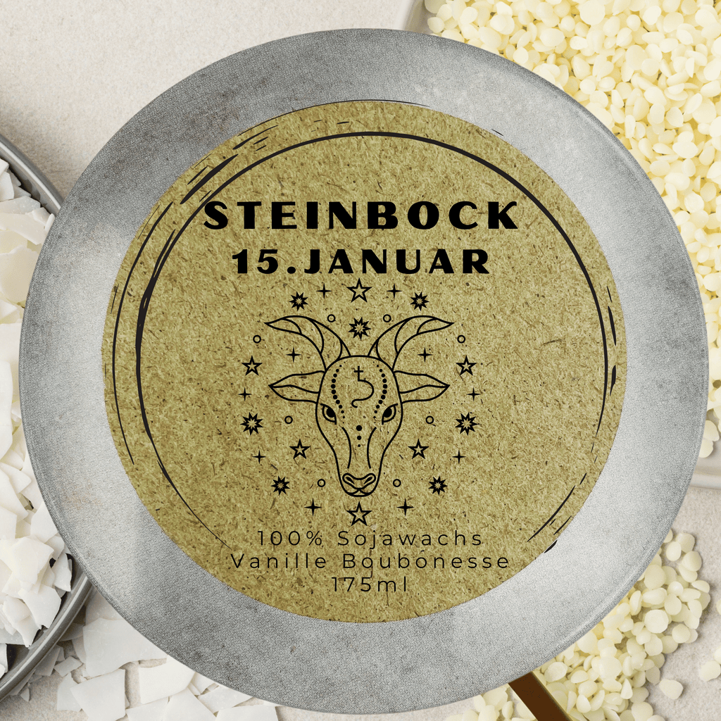 Sternzeichen Steinbock Duftkerze - Handgemachte Sojawachs-Kerze - Personalisiertes Astrologie-Geschenk - Garten-On.de
