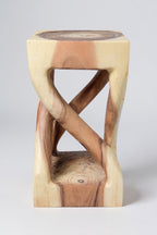 Holz Beistelltisch - Holzhocker Couchtisch - Handgefertigt - Gedreht aus hellen massivem Suarholz - 50x28x28 cm - Garten-On.de