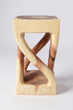 Holz Beistelltisch - Holzhocker Couchtisch - Handgefertigt - Gedreht aus hellen massivem Suarholz - 50x28x28 cm - Garten-On.de