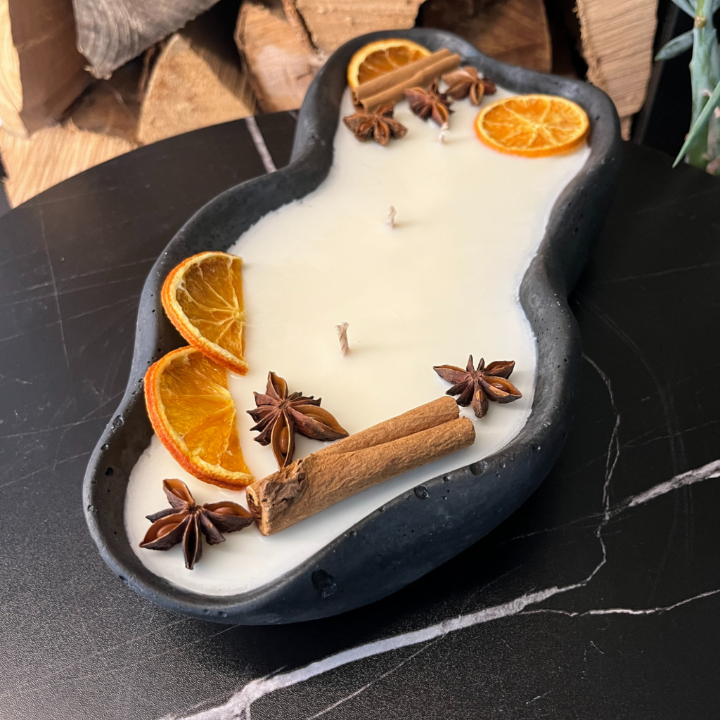 Handgemachte Betonduftkerze "Wave: Grey or Black" Bio Sojawachs mit Vanilla Toffee Duft - Betondekoration - Betonaccessoires oder Betondeko für Zuhause - Garten-On.de