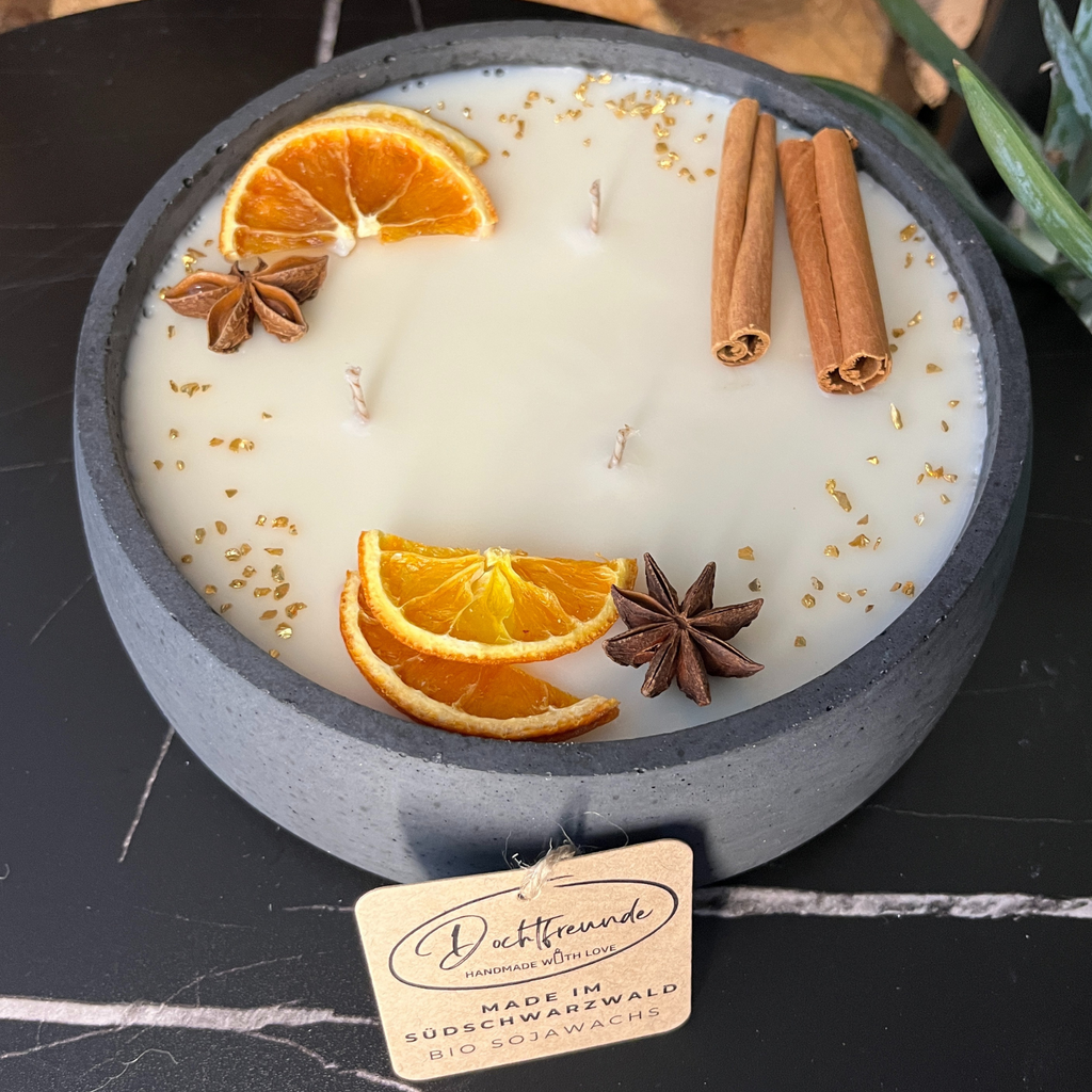 Handgemachte Betonkerze "Big Black"  Duft Vanilla Toffee von DochtFreunde - Garten-On.de