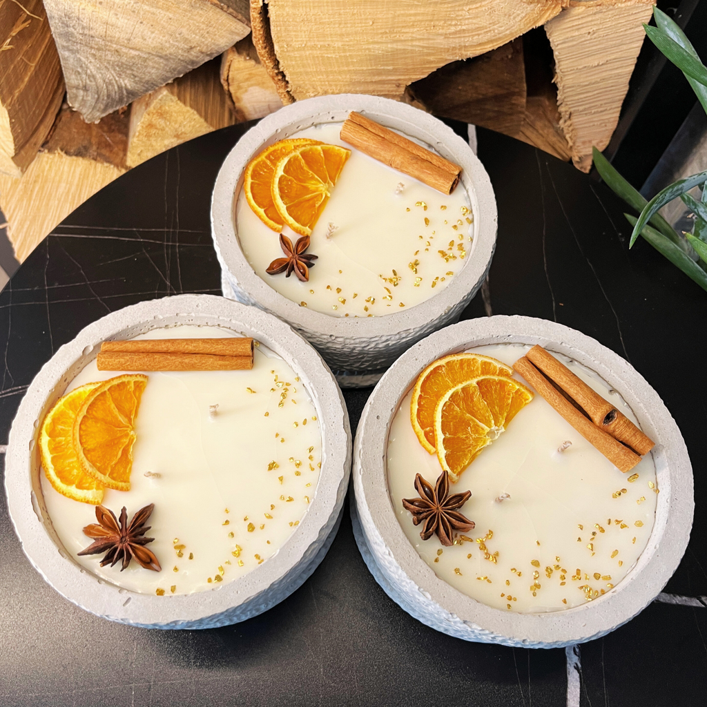 Betonkerzen-Set 3x Betongrau "Grey Cinnamon" - Garten-On.de