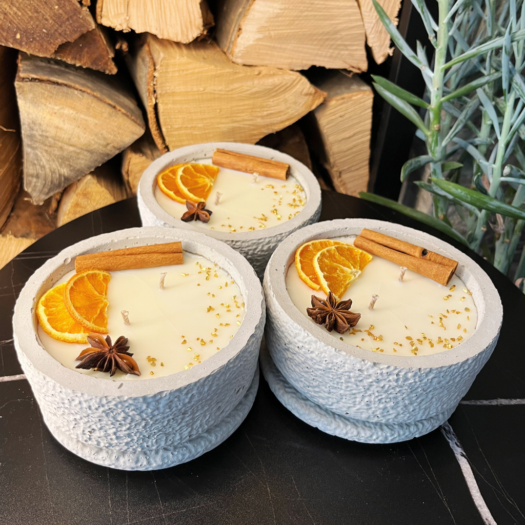 Betonkerzen-Set 3x Betongrau "Grey Cinnamon" - Garten-On.de