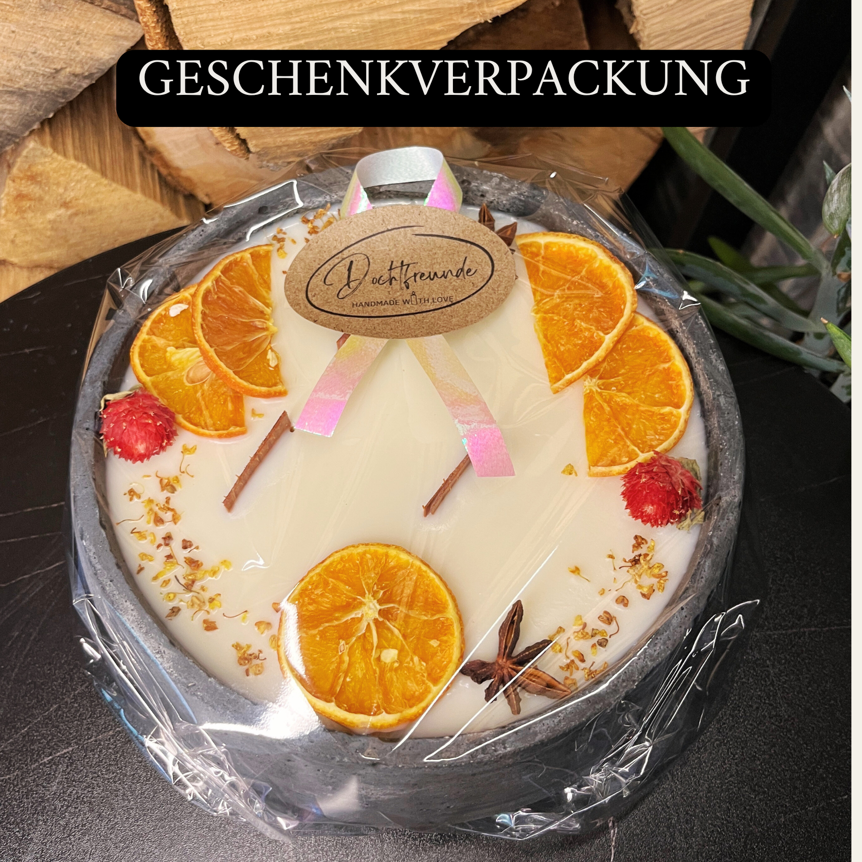 Handgemachte Betonkerze "Big Black"  Duft Vanilla Toffee von DochtFreunde - Garten-On.de