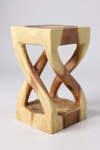 Holz Beistelltisch - Holzhocker Couchtisch - Handgefertigt - Gedreht aus hellen massivem Suarholz - 50x28x28 cm - Garten-On.de
