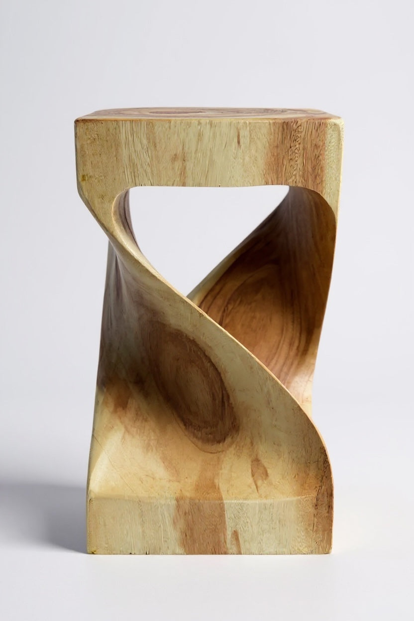 Holzhocker - Beistelltisch Blumenhocker Ablagetisch - Unikat Handgefertigt  - Gedreht aus massivem Samanholz - 50x28x28 cm - Garten-On.de