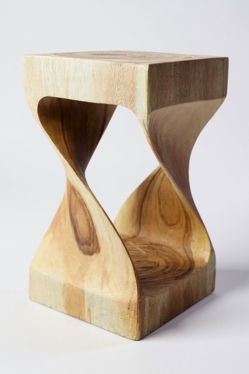 Holzhocker - Beistelltisch Blumenhocker Ablagetisch - Unikat Handgefertigt  - Gedreht aus massivem Samanholz - 50x28x28 cm - Garten-On.de
