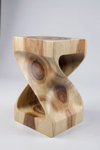 Holzhocker - Beistelltisch Blumenhocker Ablagetisch - Unikat Handgefertigt  - Gedreht aus massivem Samanholz - 50x28x28 cm - Garten-On.de