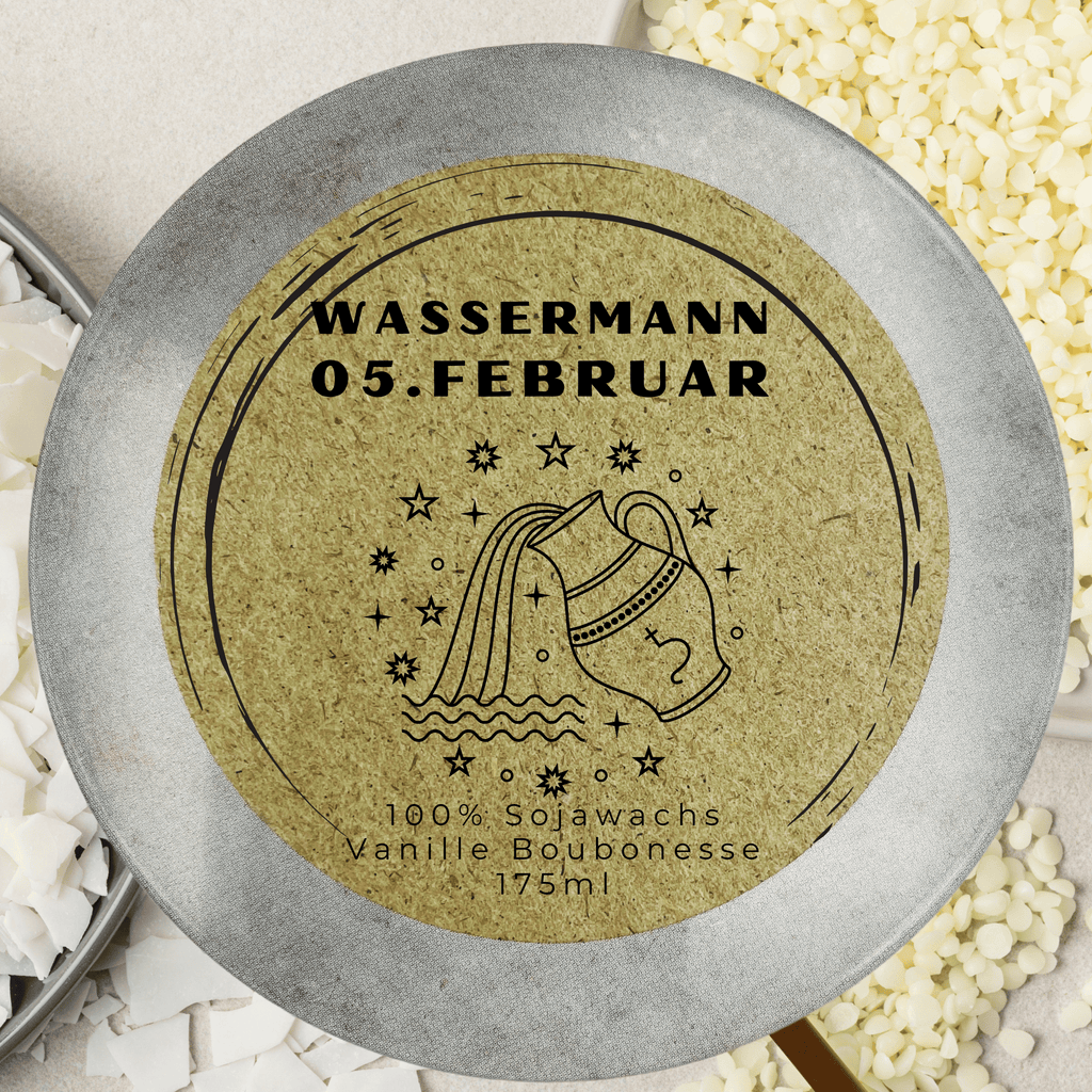 Sternzeichen Wassermann Duftkerze - Handgemachte Sojawachs-Kerze - Personalisiertes Astrologie-Geschenk - Garten-On.de