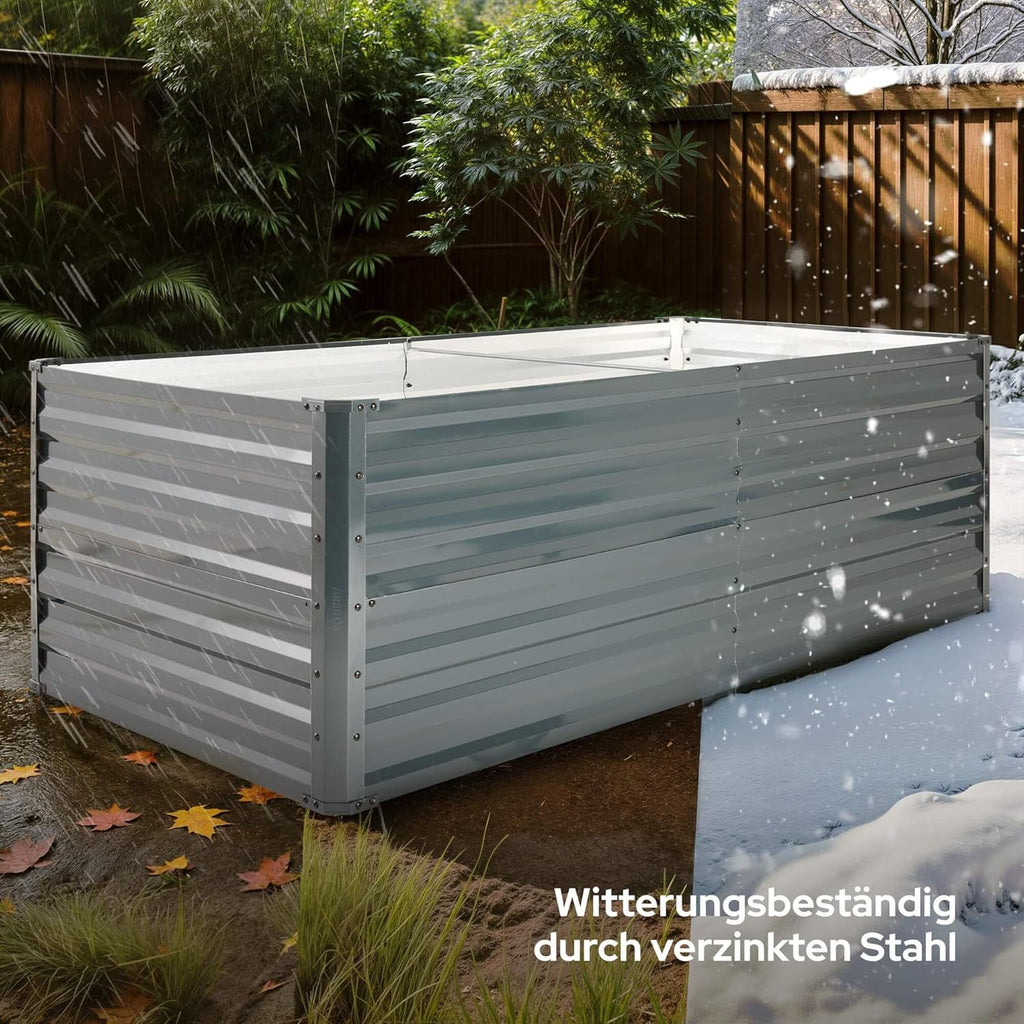 Hochbeet Metall 240x90x45, Gartenbeet aus verzinktem Stahl, wetterfest & rostfrei, Rechteckiges ohne Boden-Garten-On.de