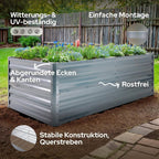 Hochbeet Metall 240x90x45, Gartenbeet aus verzinktem Stahl, wetterfest & rostfrei, Rechteckiges ohne Boden-Garten-On.de