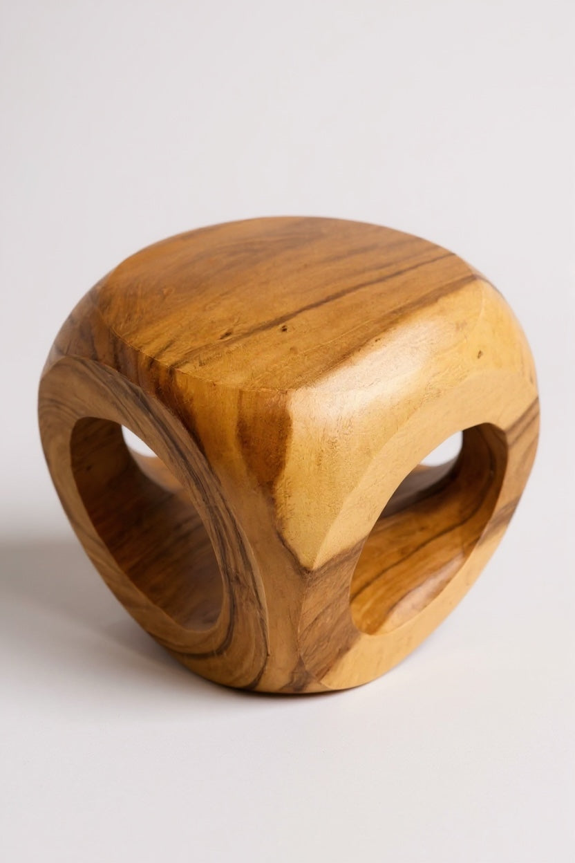 Holz Hocker – Pflanzenhocker Beistelltisch – Modern mit rundem Ausschnitt – Würfelform aus Massivholz – 40x40x40 cm - Garten-On.de