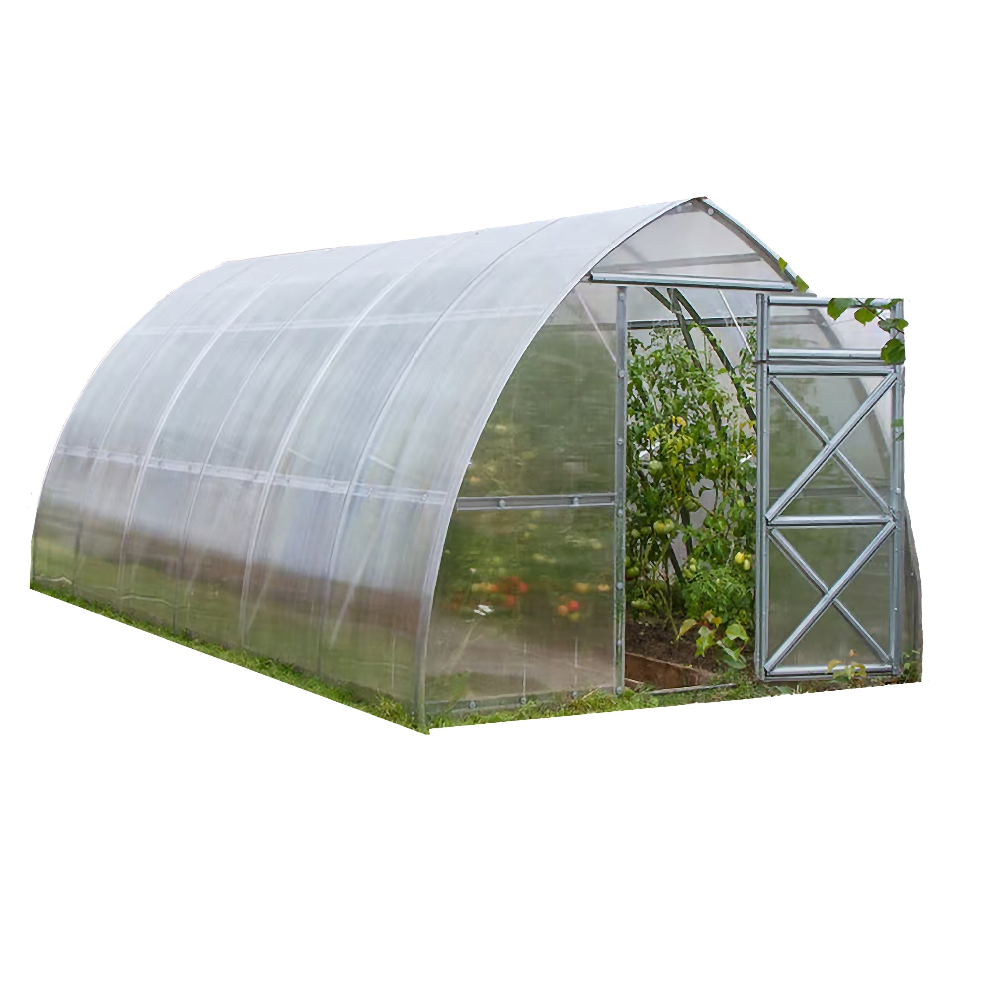 Gewächshaus FARMHOF3, 3x8 m, verzinkter Stahlrahmen, 2 Drehtüren mit Fenster, max. Schneelast 360 kg/m²