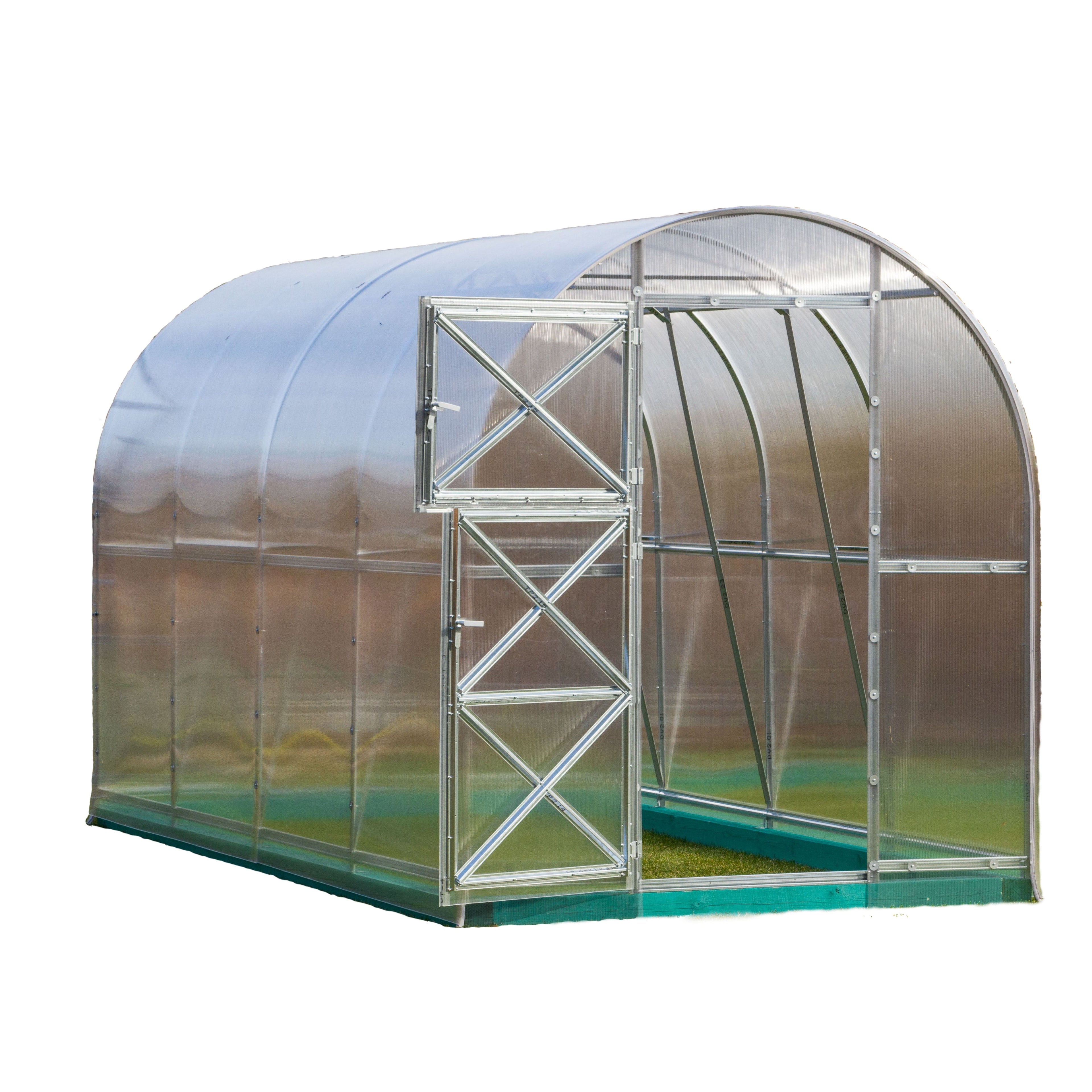 Gewächshaus GARTENJÄGER2, 2x6 m, verzinkter Stahlrahmen, 2 Drehtüren mit Fenstern, max. Schneelast 240 kg/m²