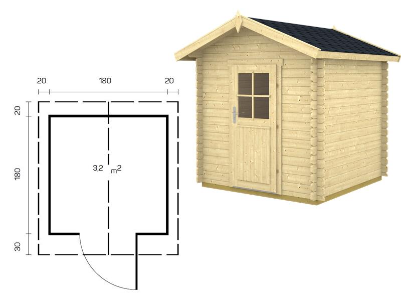 Gartenhaus BETTY 2x2m Natur Holz, Wände 28 mm, inkl. Fußboden – Garten-On.de