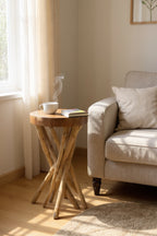 Holz Beistelltisch – Holzhocker Couchtisch – Handgefertigt – Verzweigt aus Suar- und Teakholz – 50x28x28 cm - Garten-On.de
