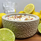 Outdoor Citronella-Betonkerze „Mugge Schreck“ – Handgemachter Insektenschutz aus dem Südschwarzwald mit Blütenverzierung - Garten-On.de
