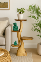 Teakholz-Regal – Natürliches Design mit einzigartiger Holzmaserung – Vielseitiges Wohnaccessoire für Pflanzen, Bücher & Deko – Verschiedene Größen - Garten-On.de