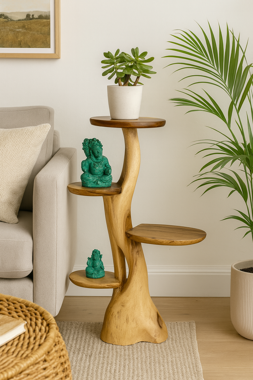 Teakholz-Regal – Natürliches Design mit einzigartiger Holzmaserung – Vielseitiges Wohnaccessoire für Pflanzen, Bücher & Deko – Verschiedene Größen - Garten-On.de