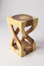 Holz Beistelltisch - Holzhocker Couchtisch - Handgefertigt - Gedreht aus hellen massivem Suarholz - 50x28x28 cm - Garten-On.de