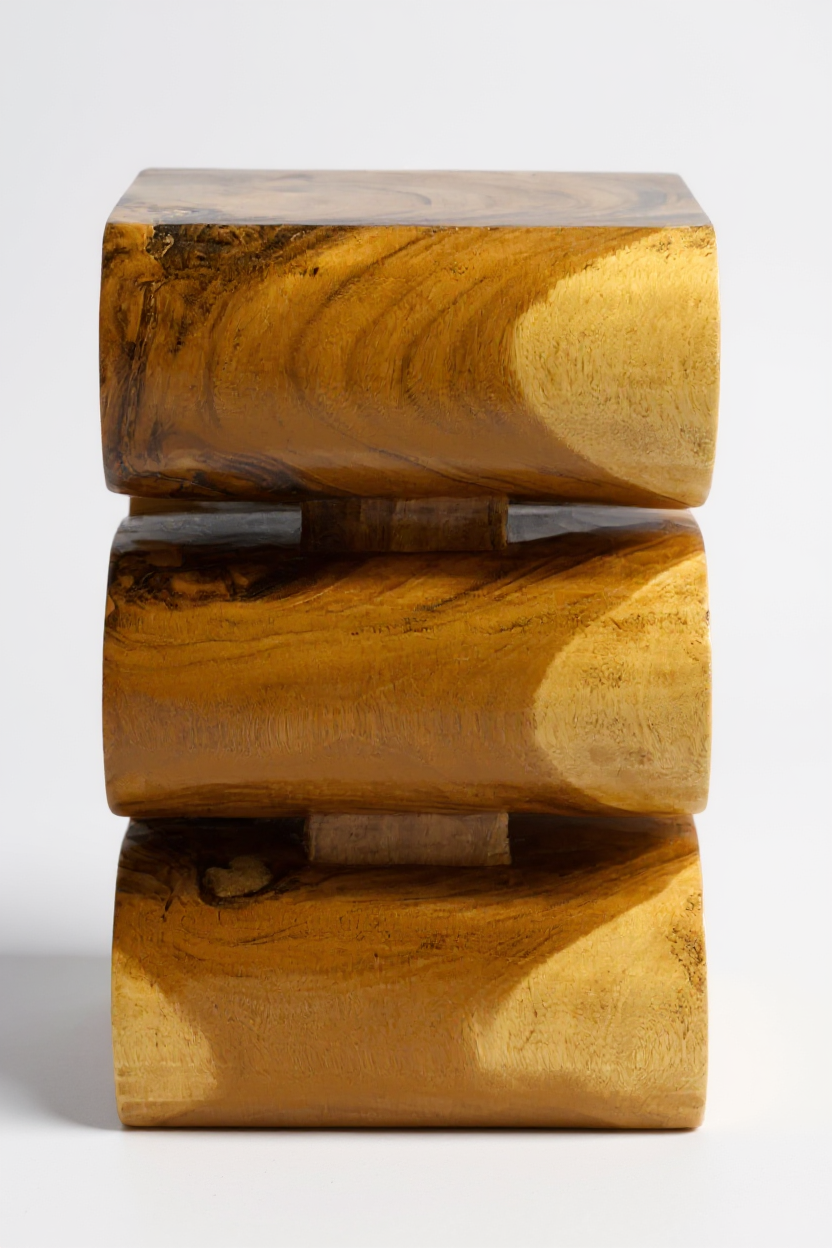 Holzhocker - Beistelltisch Blumenhocker Ablagetisch - Handgefertigt  - Natur Schlange aus massivem Suarholz- 50x30x30 cm - Garten-On.de