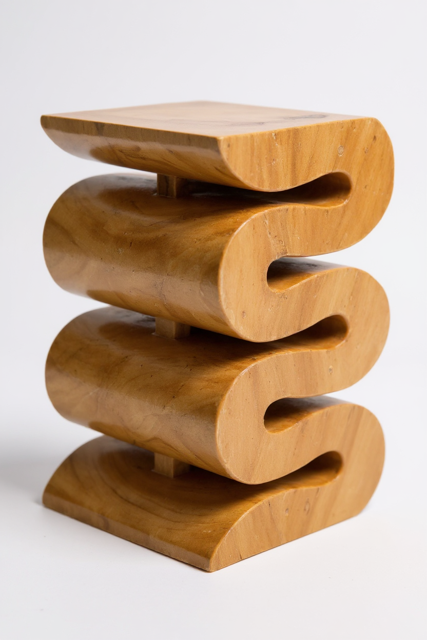 Holzhocker - Beistelltisch Blumenhocker Ablagetisch - Handgefertigt  - Natur Schlange aus massivem Suarholz- 50x30x30 cm - Garten-On.de