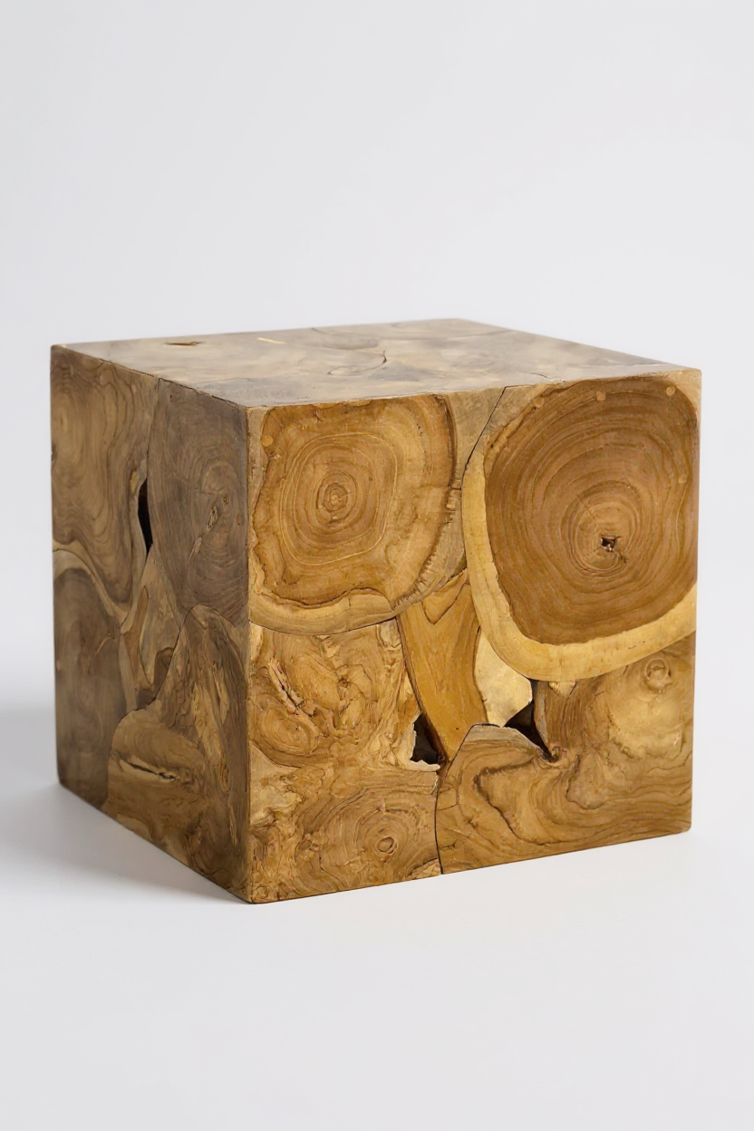 Holzmosaik Beistelltisch - Couchtisch Nachttisch Pflanzenhocker Hocker - Handgefertigt - 40&60x40x40 cm - Garten-On.de
