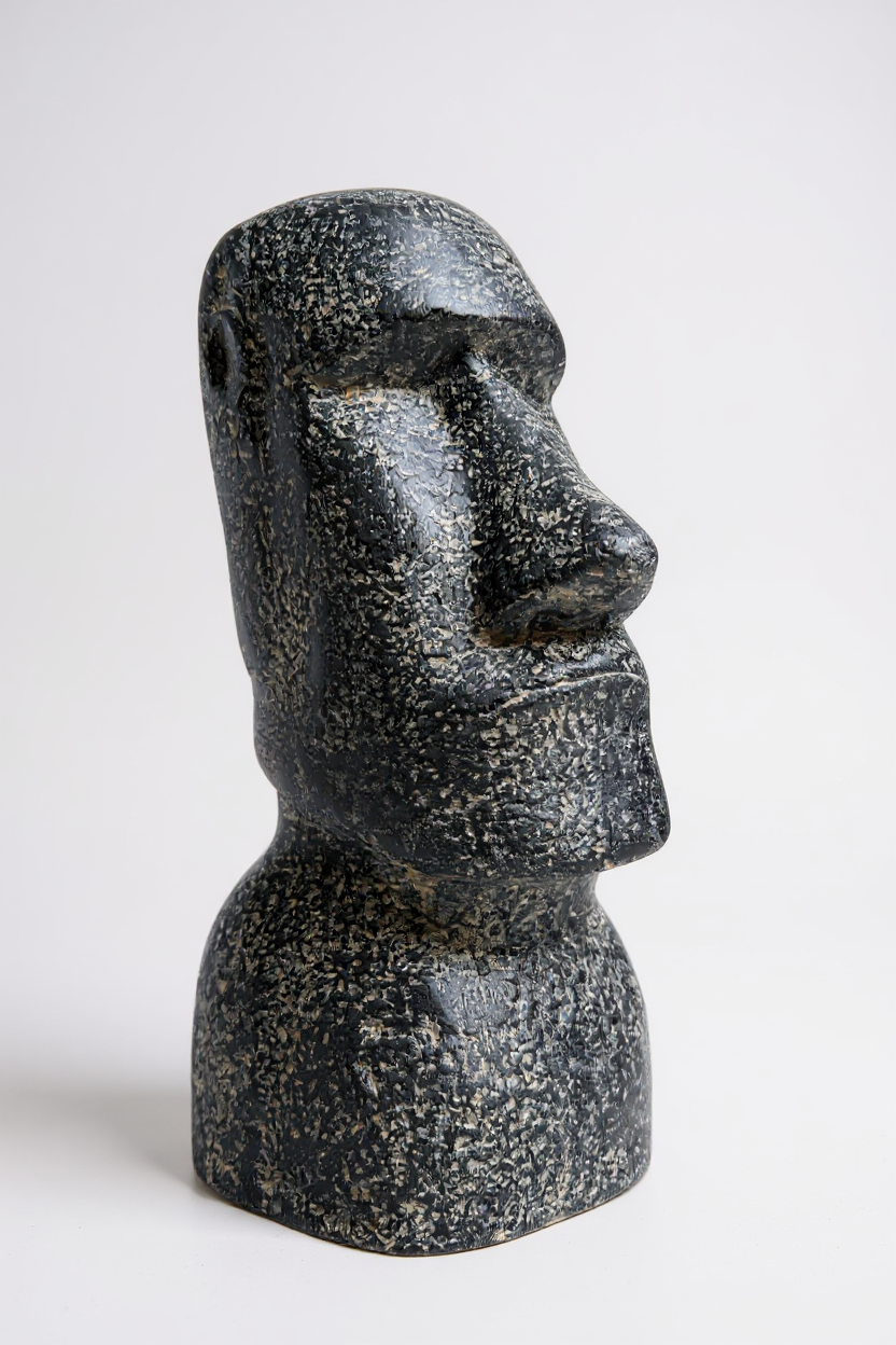 Moai Kopf Statue - Garten Deko Skulptur - Wetterfest - Rapa-Nui Osterinsel-Figur aus Glasfaserbeton Grau - 40x20x15 cm - Garten-On.de
