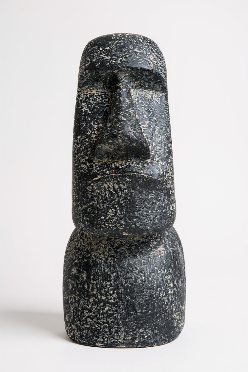 Moai Kopf Statue - Garten Deko Skulptur - Wetterfest - Rapa-Nui Osterinsel-Figur aus Glasfaserbeton Grau - 40x20x15 cm - Garten-On.de