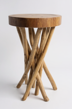 Holz Beistelltisch – Holzhocker Couchtisch – Handgefertigt – Verzweigt aus Suar- und Teakholz – 50x28x28 cm - Garten-On.de