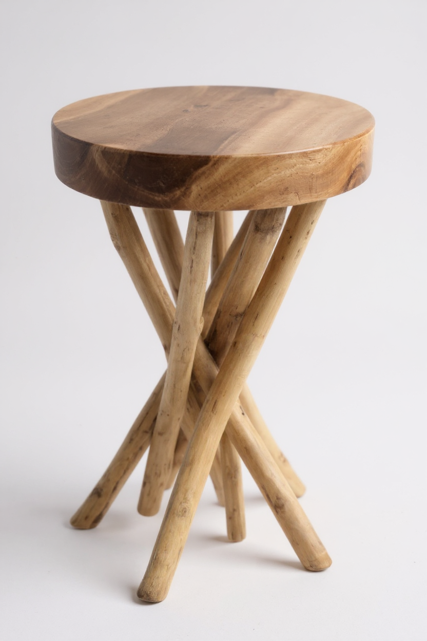 Holz Beistelltisch – Holzhocker Couchtisch – Handgefertigt – Verzweigt aus Suar- und Teakholz – 50x28x28 cm - Garten-On.de