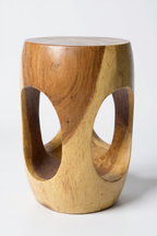 Holz Beistelltisch – Couchtisch Blumenhocker Hocker - Handgefertigt – Abgerundet mit O-Ausschnitt Suar-Holz - 50x30x30 cm - Garten-On.de