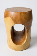 Holz Beistelltisch – Couchtisch Blumenhocker Hocker - Handgefertigt – Abgerundet mit O-Ausschnitt Suar-Holz - 50x30x30 cm - Garten-On.de