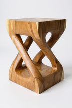 Holz Beistelltisch - Holzhocker Couchtisch - Handgefertigt – Kantig gedreht aus massivem Suarholz - 50x28x28 cm - Garten-On.de