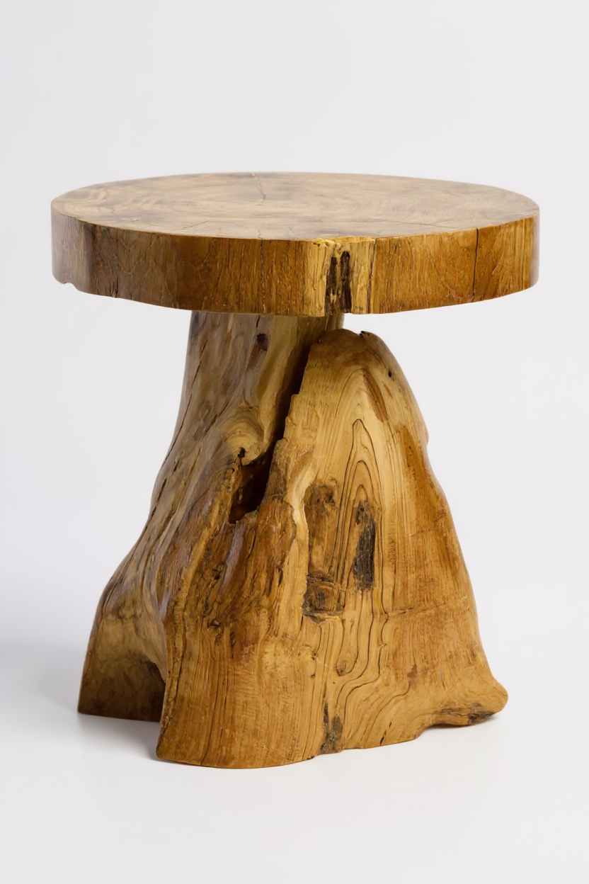 Holzhocker – Beistelltisch Blumenhocker Ablagetisch – Handgefertigt – Natürliche Form aus massivem Teakholz – 45x40x40 cm - Garten-On.de