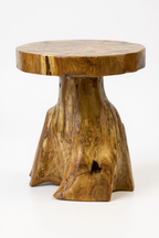 Holzhocker – Beistelltisch Blumenhocker Ablagetisch – Handgefertigt – Natürliche Form aus massivem Teakholz – 45x40x40 cm - Garten-On.de
