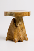 Holzhocker – Beistelltisch Blumenhocker Ablagetisch – Handgefertigt – Natürliche Form aus massivem Teakholz – 45x40x40 cm - Garten-On.de