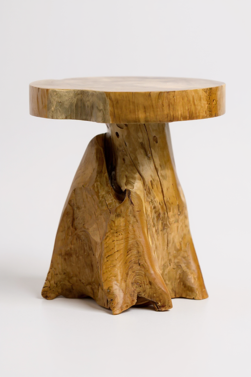 Holzhocker – Beistelltisch Blumenhocker Ablagetisch – Handgefertigt – Natürliche Form aus massivem Teakholz – 45x40x40 cm - Garten-On.de