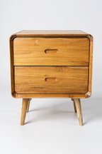 Holz Nachttisch – Beistelltisch Nachtschrank – Mit Zwei Schubladen – Aus Teak Massivholz – 50x40x60 cm - Garten-On.de