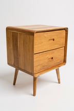 Holz Nachttisch – Beistelltisch Nachtschrank – Mit Zwei Schubladen – Aus Teak Massivholz – 50x40x60 cm - Garten-On.de