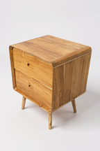 Holz Nachttisch – Beistelltisch Nachtschrank – Mit Zwei Schubladen – Aus Teak Massivholz – 50x40x60 cm - Garten-On.de