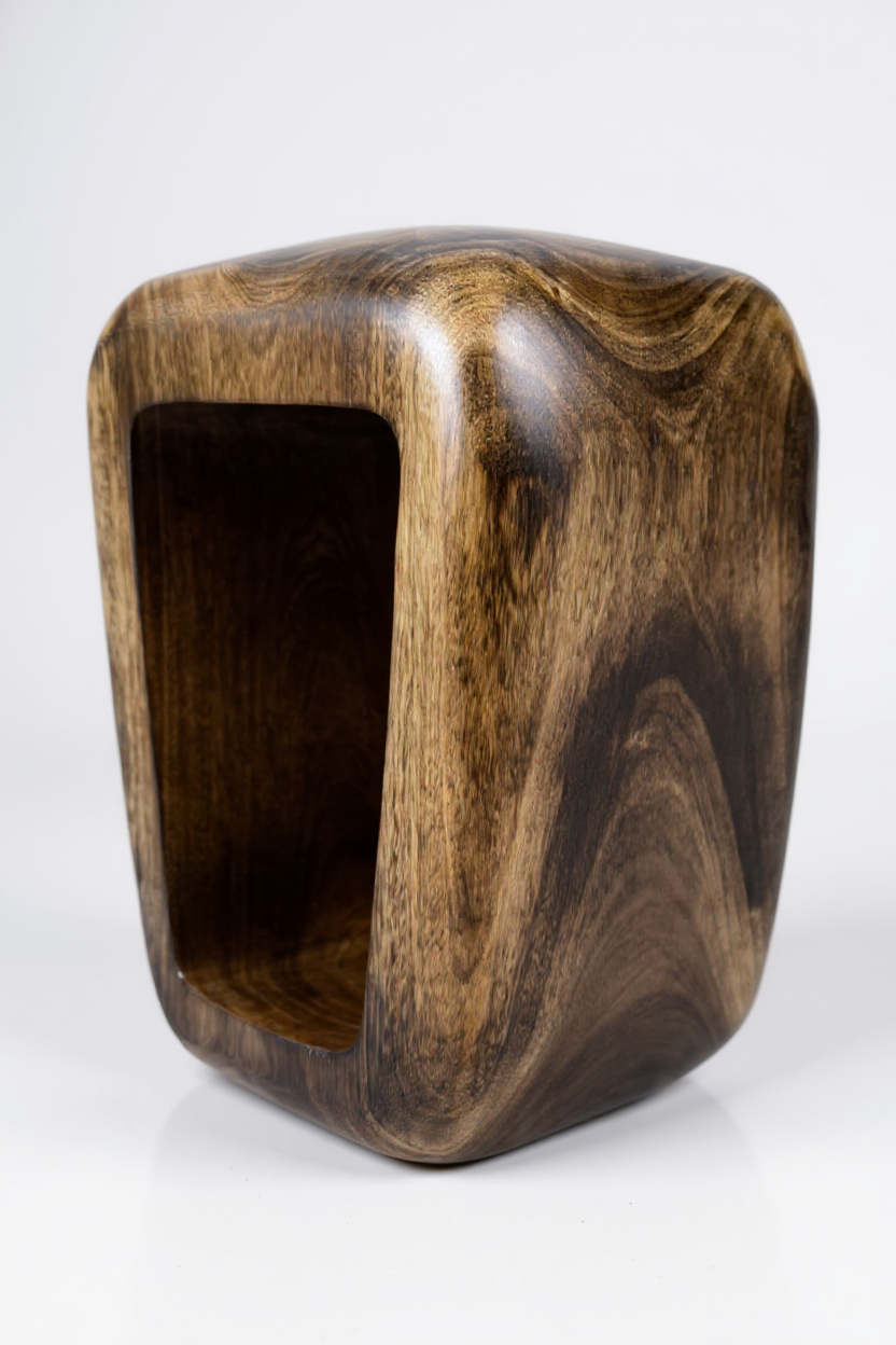 Holzhocker - Beistelltisch Couchtisch - Handgefertigter Flambierter Hocker aus massivem Suarholz- 50x30x40 cm - Garten-On.de