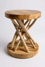 Holz Beistelltisch – Holzhocker Couchtisch – Handgefertigt – Verzweigt aus Suar- und Teakholz – 50x40x40 cm - Garten-On.de
