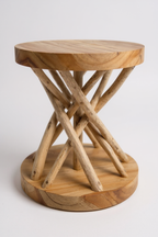 Holz Beistelltisch – Holzhocker Couchtisch – Handgefertigt – Verzweigt aus Suar- und Teakholz – 50x40x40 cm - Garten-On.de