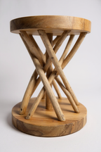 Holz Beistelltisch – Holzhocker Couchtisch – Handgefertigt – Verzweigt aus Suar- und Teakholz – 50x40x40 cm - Garten-On.de