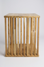 Teakholz-Beistelltisch - Holzhocker Couchtisch - Handgefertigt aus Massivholz – Holzleisten Würfel - 45x35x40 cm - Garten-On.de