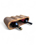 Akazienholz Weinregal - Flaschenhalter für 6 Flaschen - Robust - Flambierte Holzmaserung - 46x19x15 cm