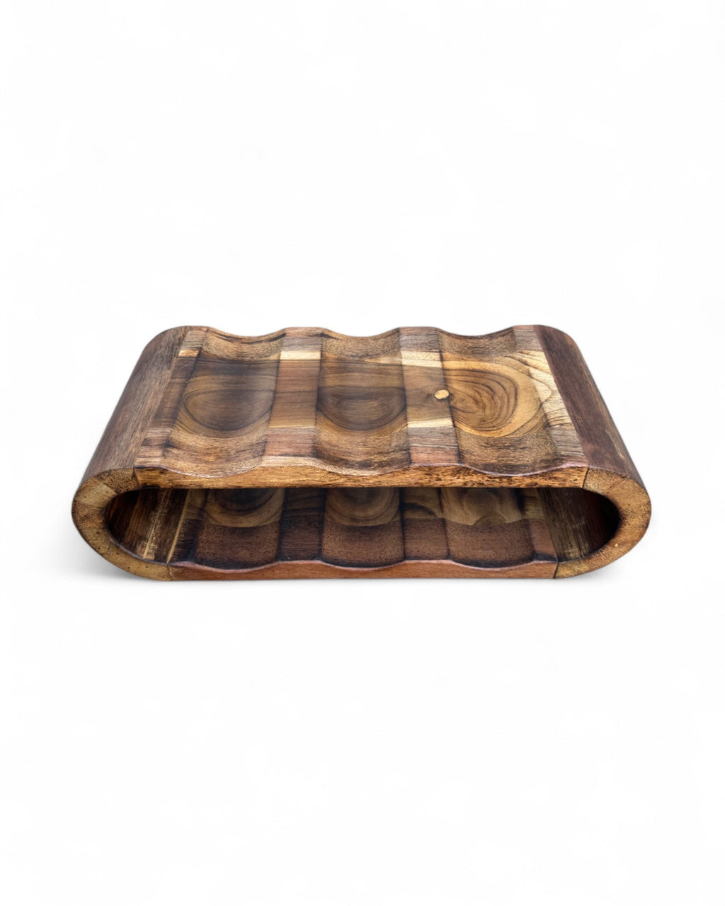 Akazienholz Weinregal - Flaschenhalter für 6 Flaschen - Robust - Flambierte Holzmaserung - 46x19x15 cm